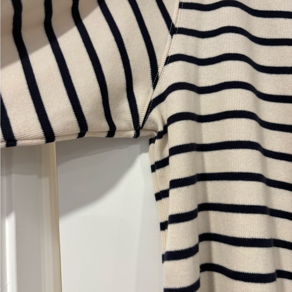 L.L. Bean Black and Cream Striped Sweater 100% cotton - Picture 4 of 7